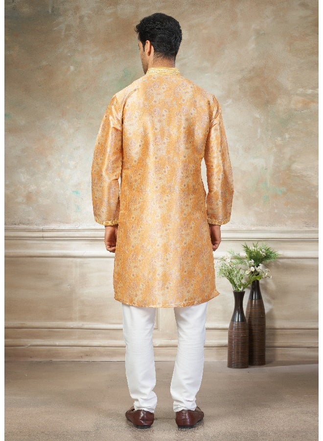 OUTLUK Yellow Silk Kurta for Men - Image 2